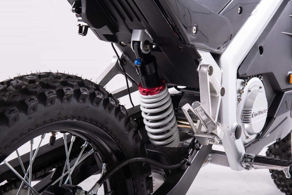 Rear suspension on an electric motorbike
