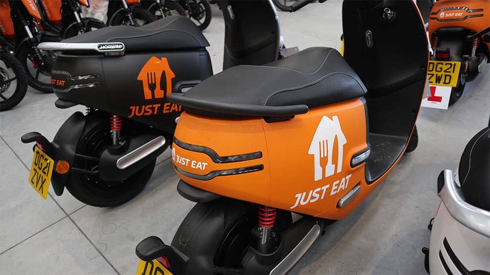 JustEat delivery bike livery in orange and black