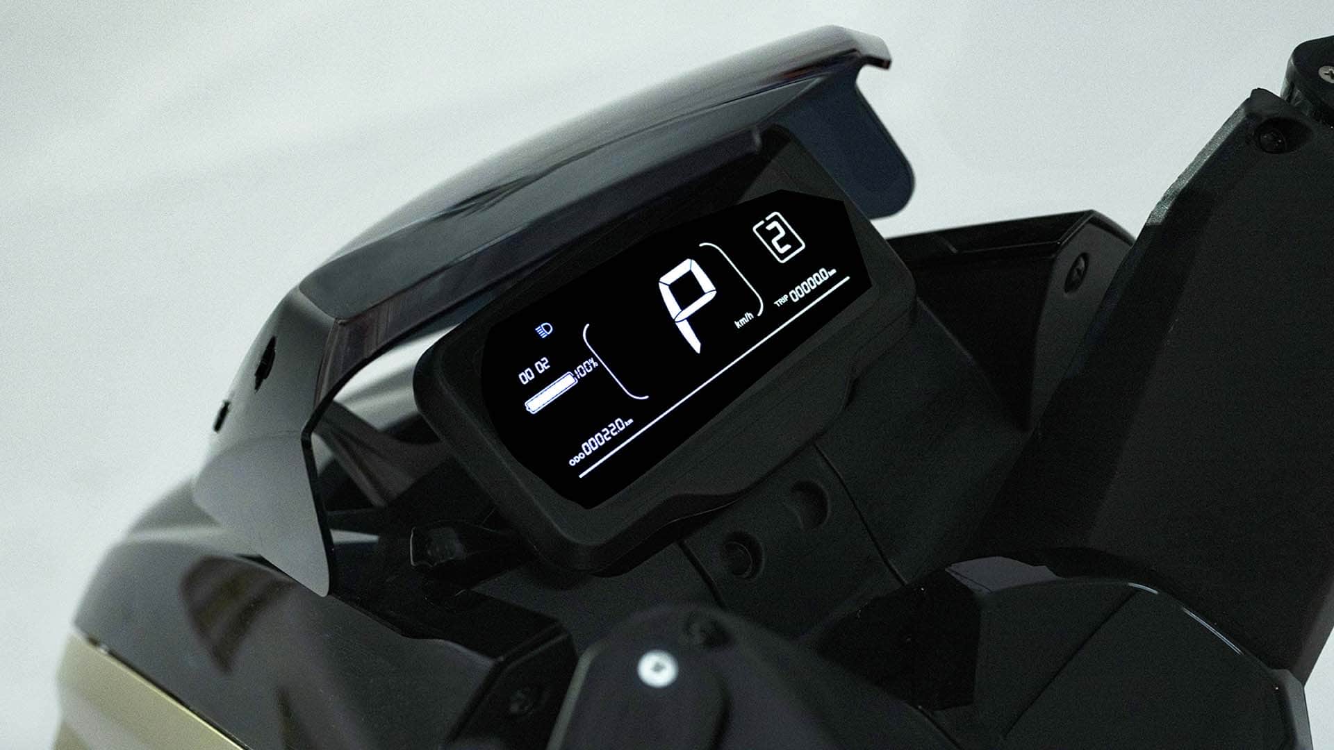 SK3 electric road legal scooter dashboard illuminated