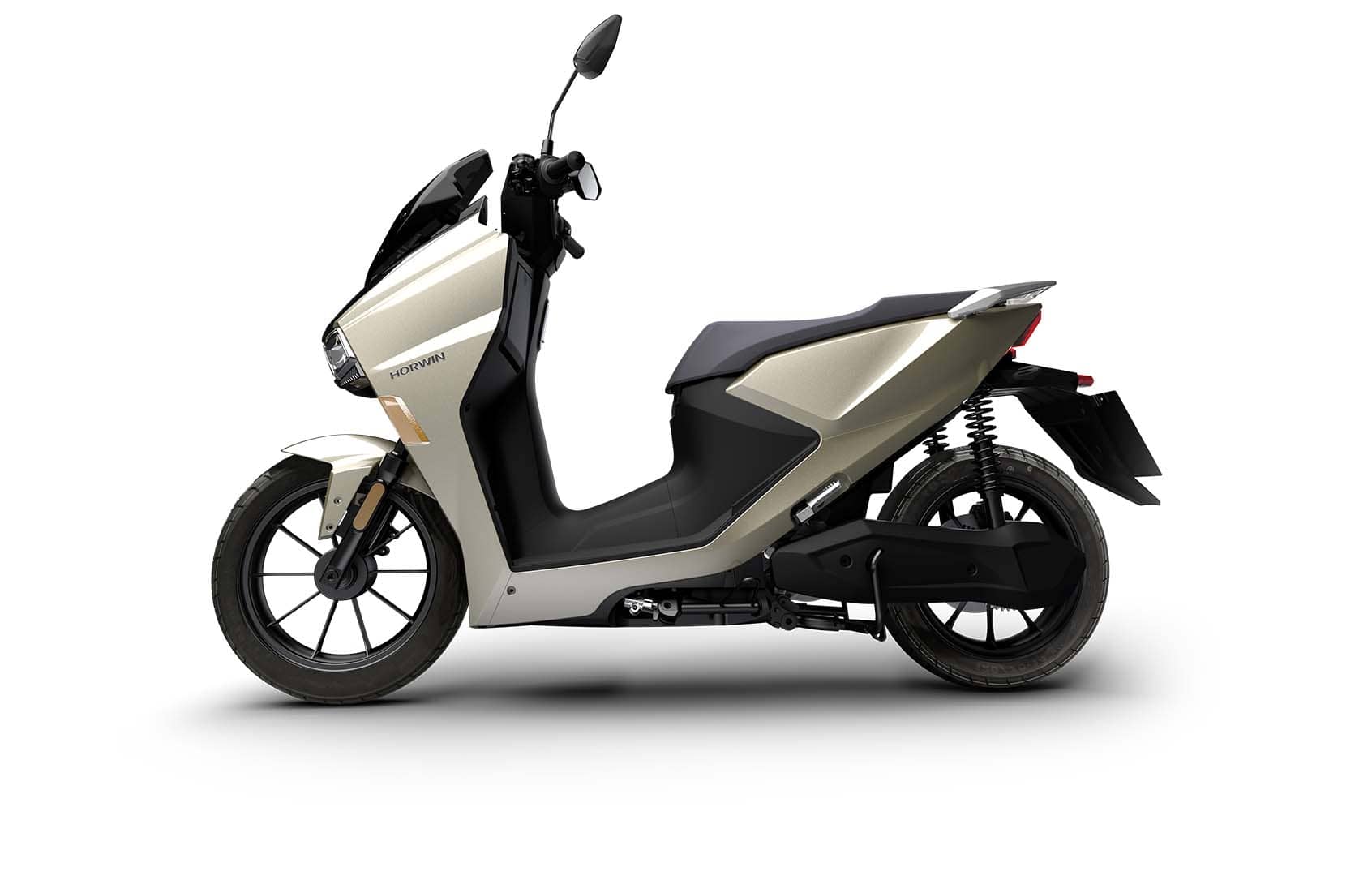 Gold coloured Horwin SK3 electric scooter