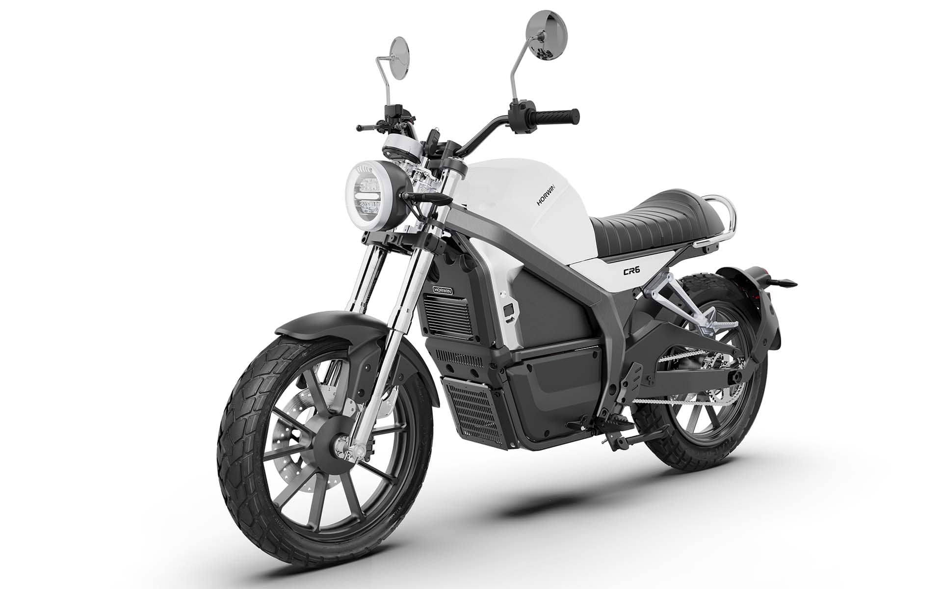 High quality render of a white electric motorbike