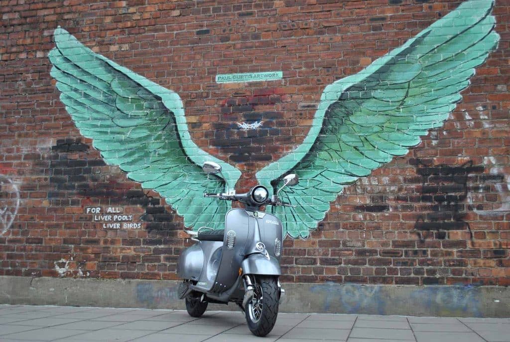 EV2000R in front of angel wings by Paul Curtis Liverpool